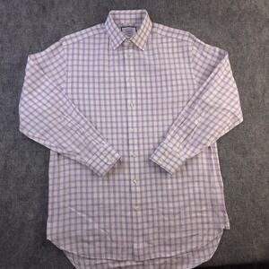 Charles Tyrwhitt Dress Shirt 16 33 Classic Fit Purple Check Point Collar Cotton